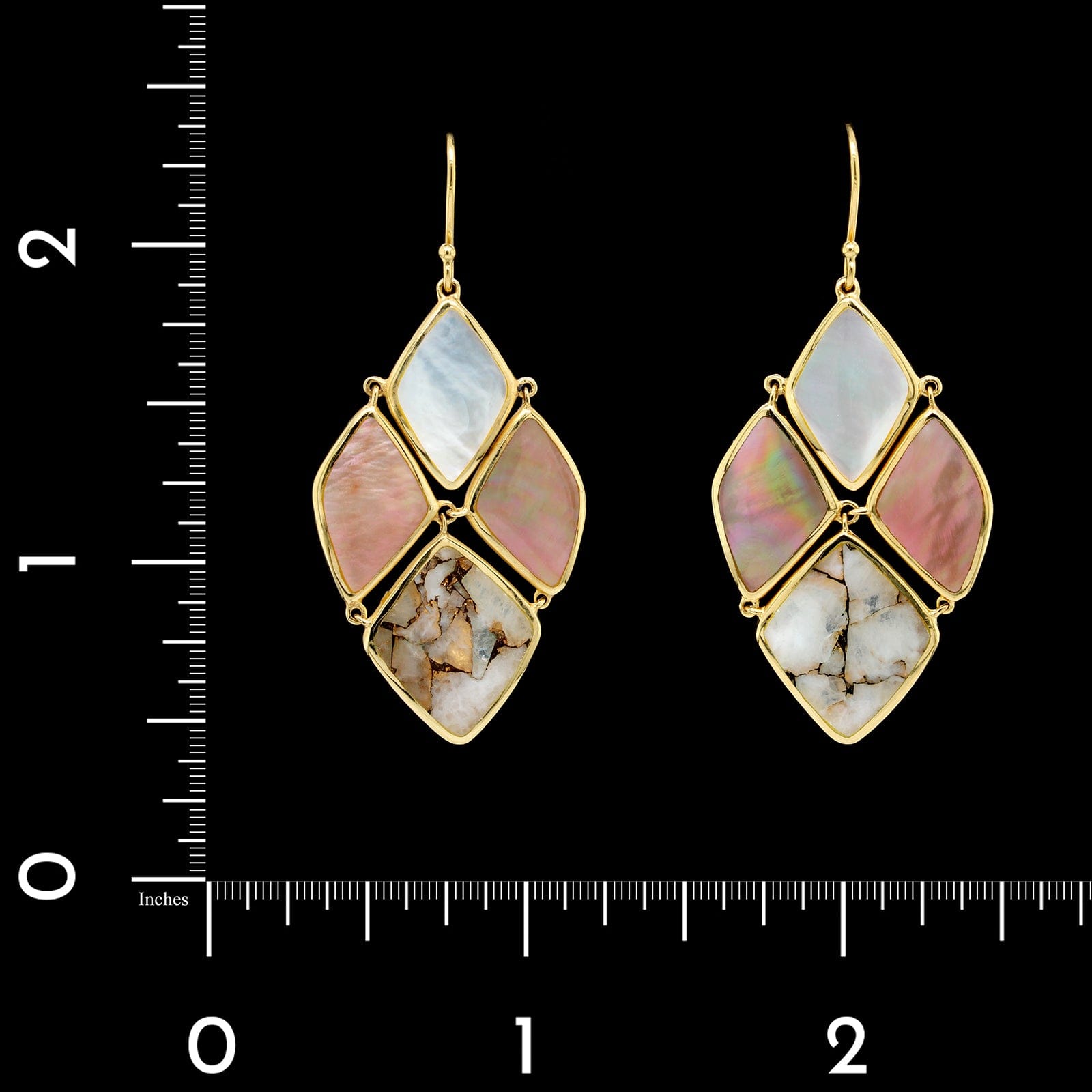 Ippolita 18K Yellow Gold Estate Mother of Pearl and Bronzite Drop Earrings