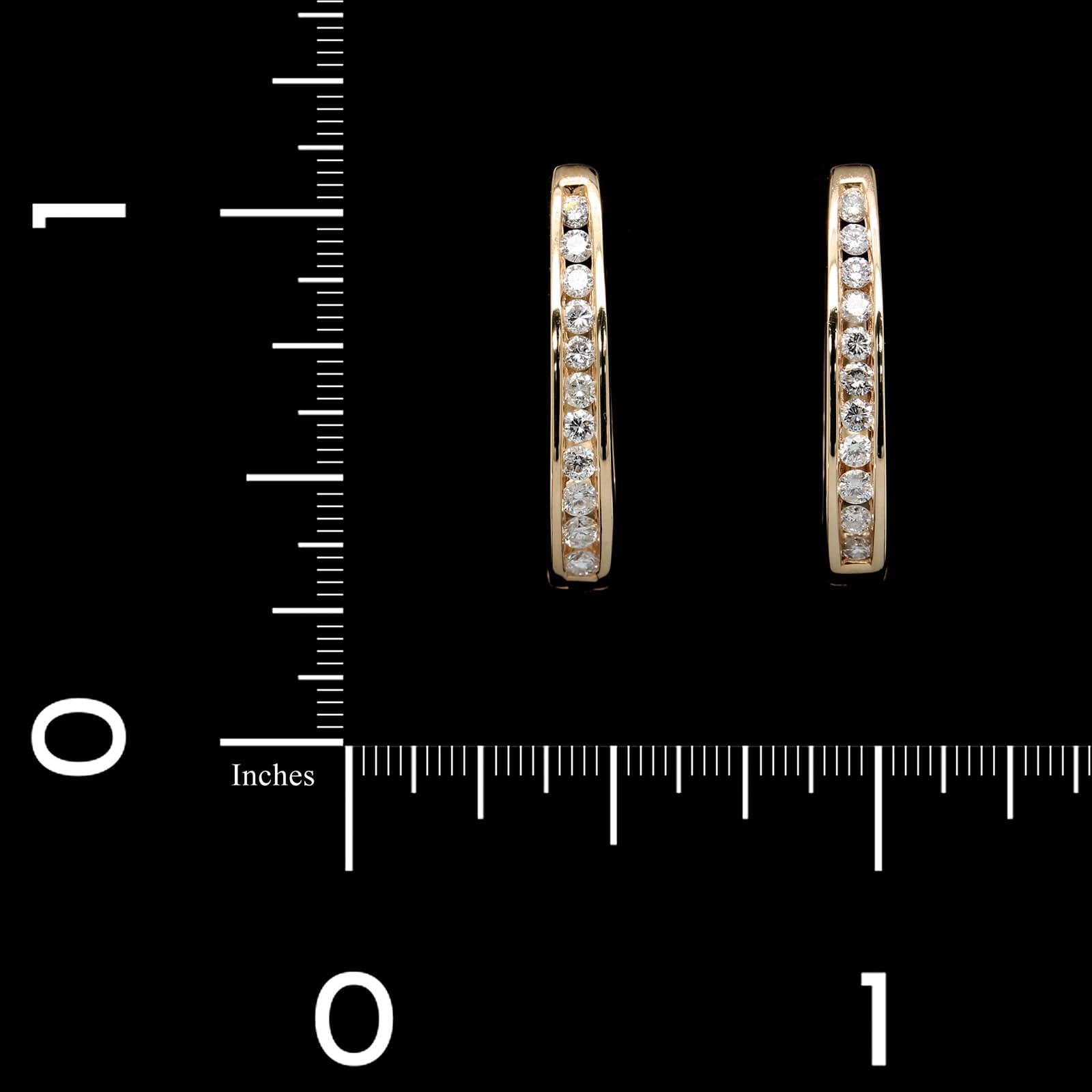 14K Yellow Gold Estate Diamond Hoop Earrings