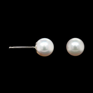 14K White Gold Estate Pearl Stud Earrings