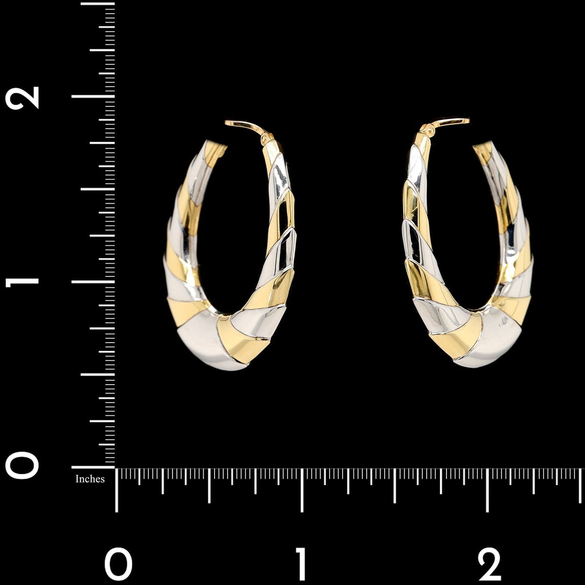 Charles Garnier 18K Two-tone Gold Estate Oval Hoop Earrings