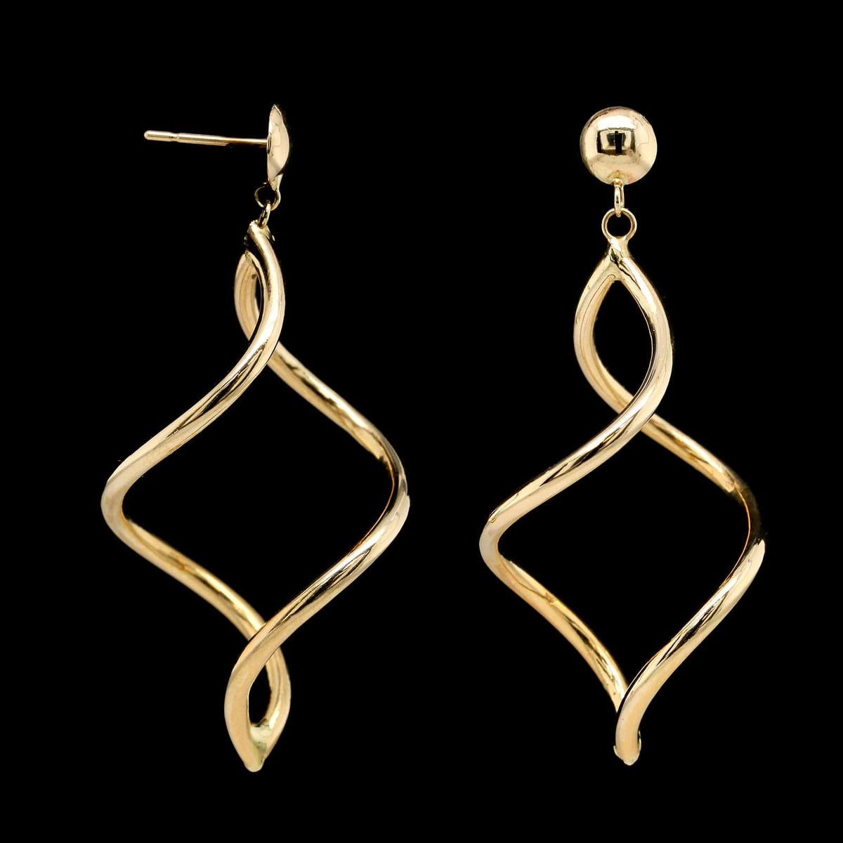 14K Yellow Gold Estate Swirl Drop Earrings