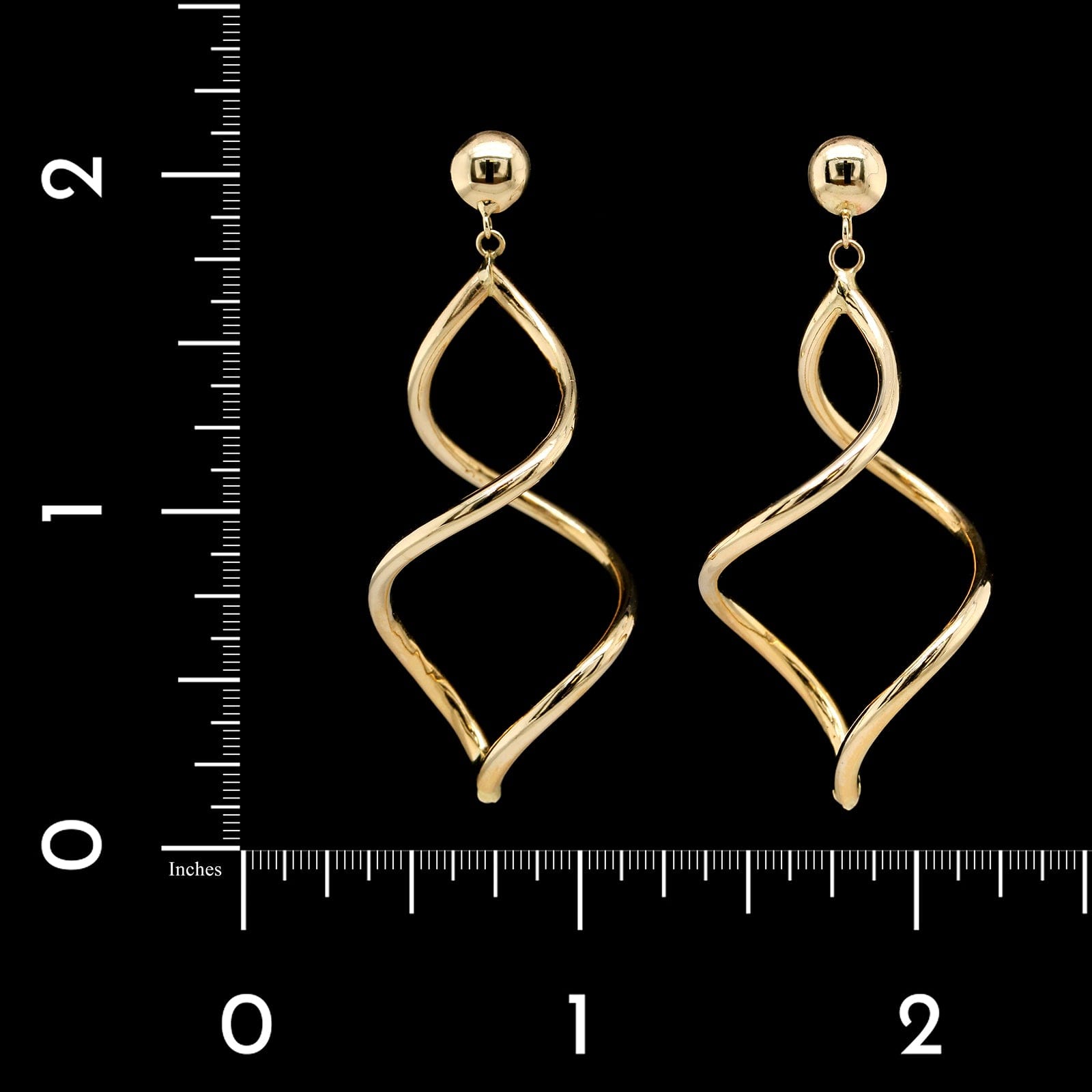 14K Yellow Gold Estate Swirl Drop Earrings