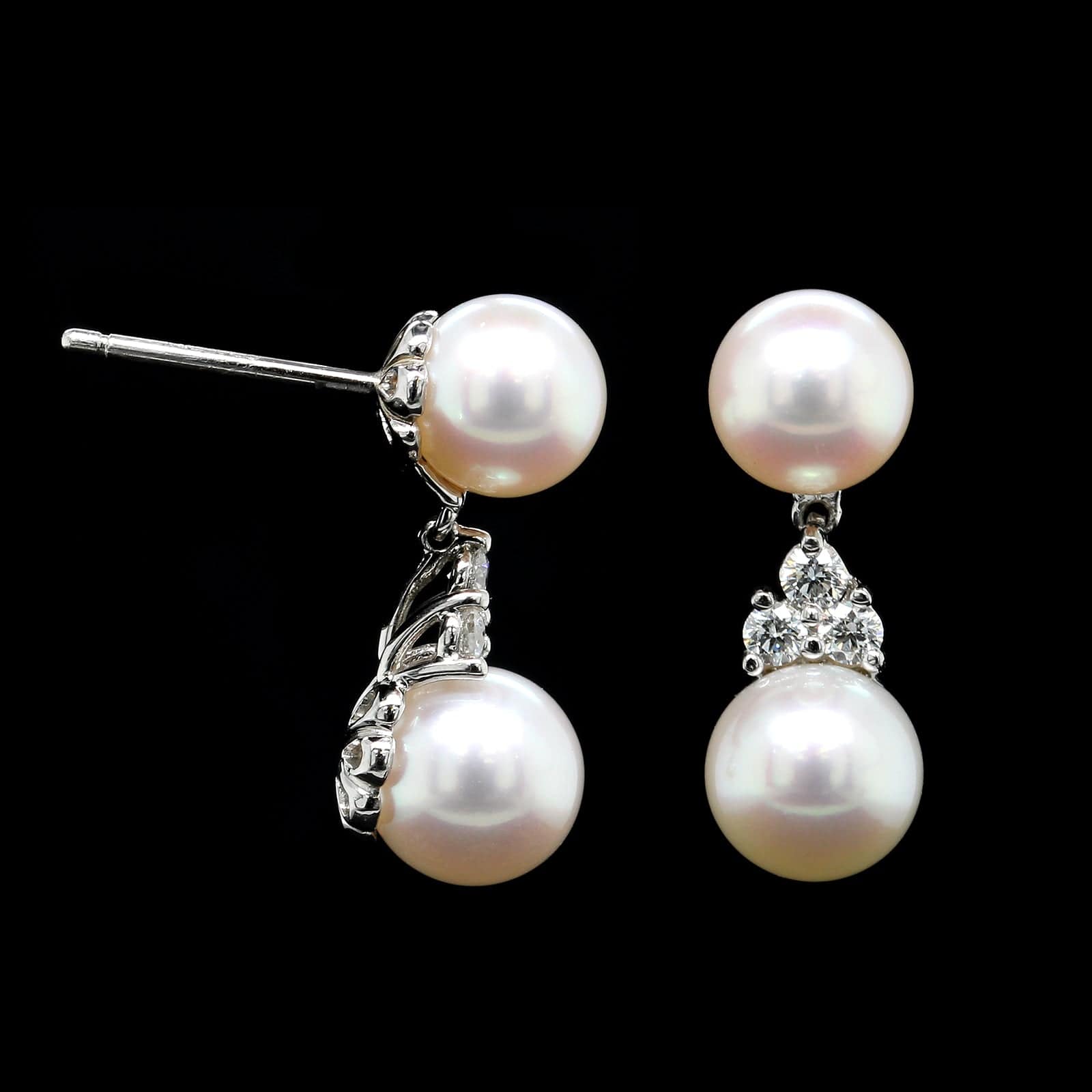 Tiffany & Co. Platinum Estate Cultured Pearl and Diamond Aria Earrings