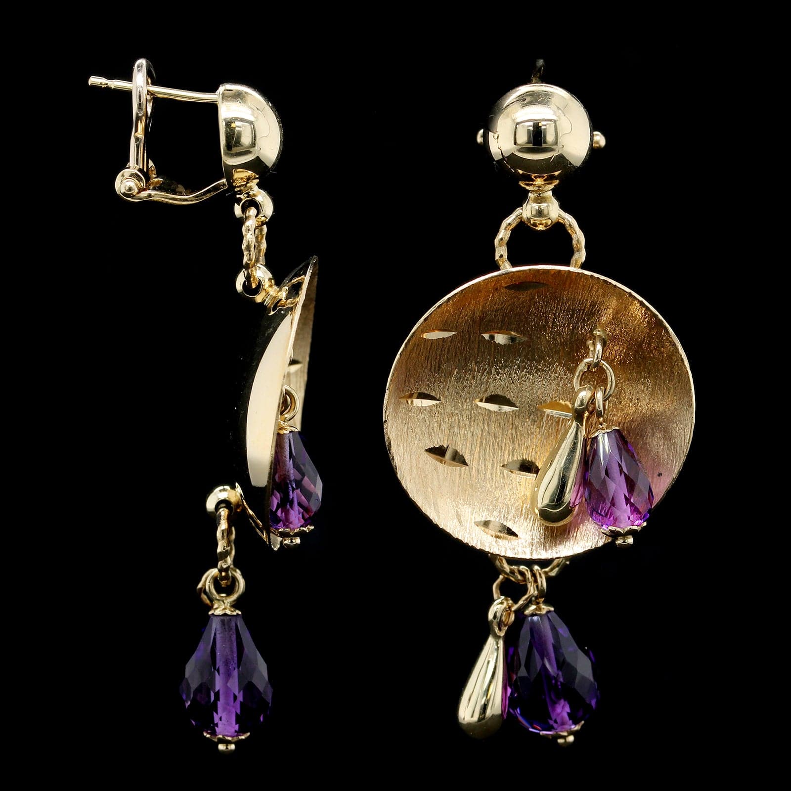 14K Yellow Gold Estate Amethyst Earrings