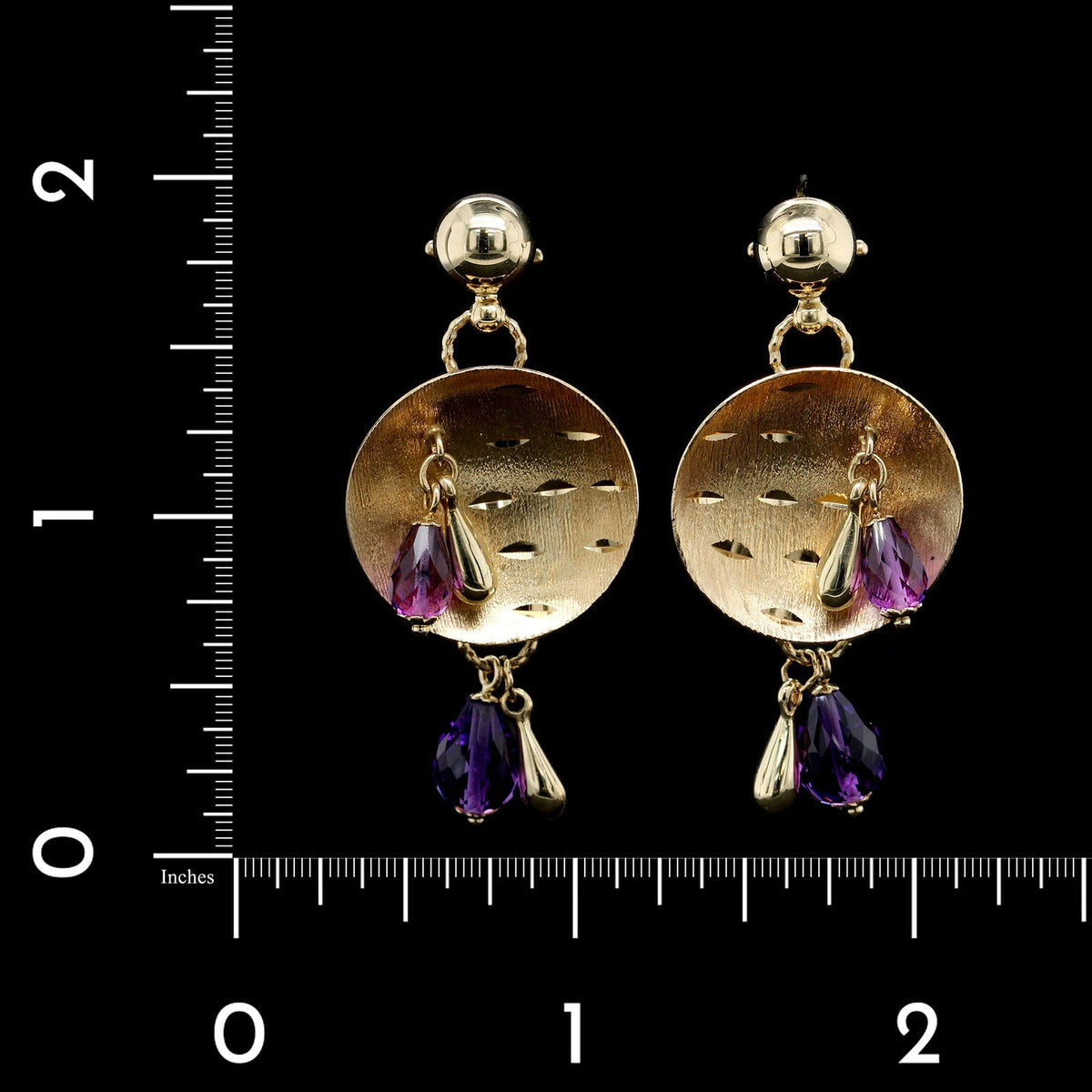 14K Yellow Gold Estate Amethyst Earrings