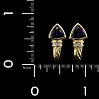 14K Yellow Gold Estate Amethyst and Diamond Earrings