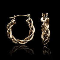 18K Yellow Gold Estate Twisted Hoop Earrings