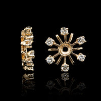 14K Yellow Gold Estate Diamond Earring Jackets