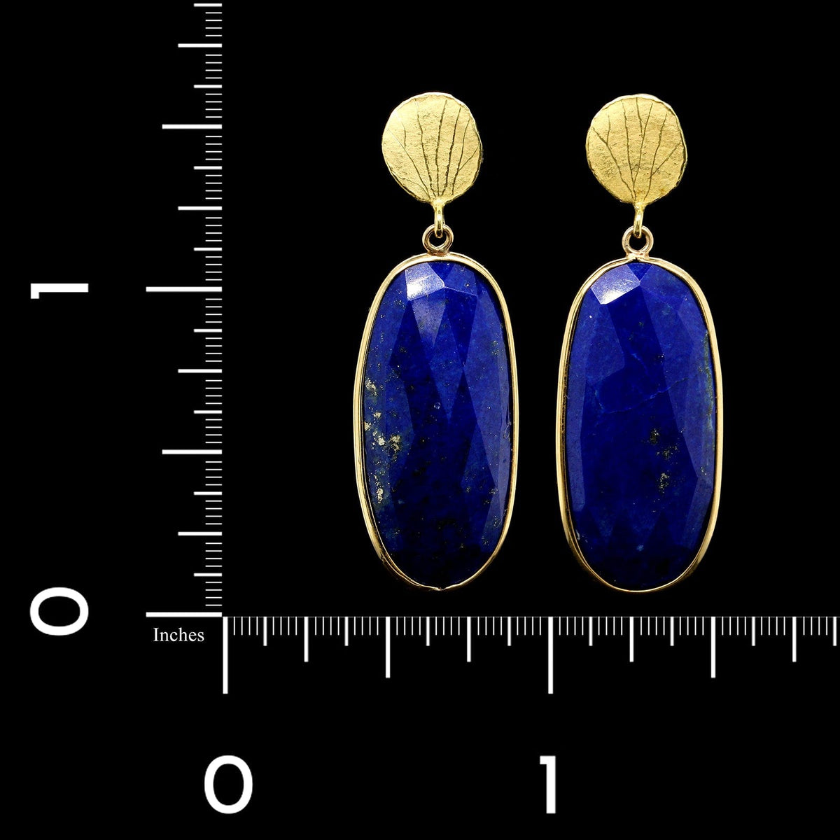 Barbara Heinrich 18K Yellow Gold Estate Faceted Lapis Drop Earrings