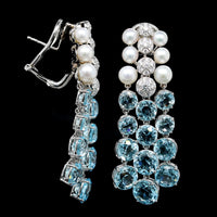 Seaman Schepps 18K White Gold Estate Blue Topaz Cascade Earrings