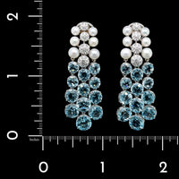 Seaman Schepps 18K White Gold Estate Blue Topaz Cascade Earrings