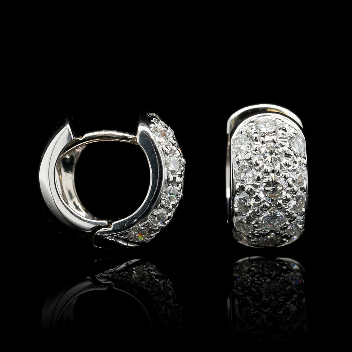 18K White Gold Diamond Estate Hoops