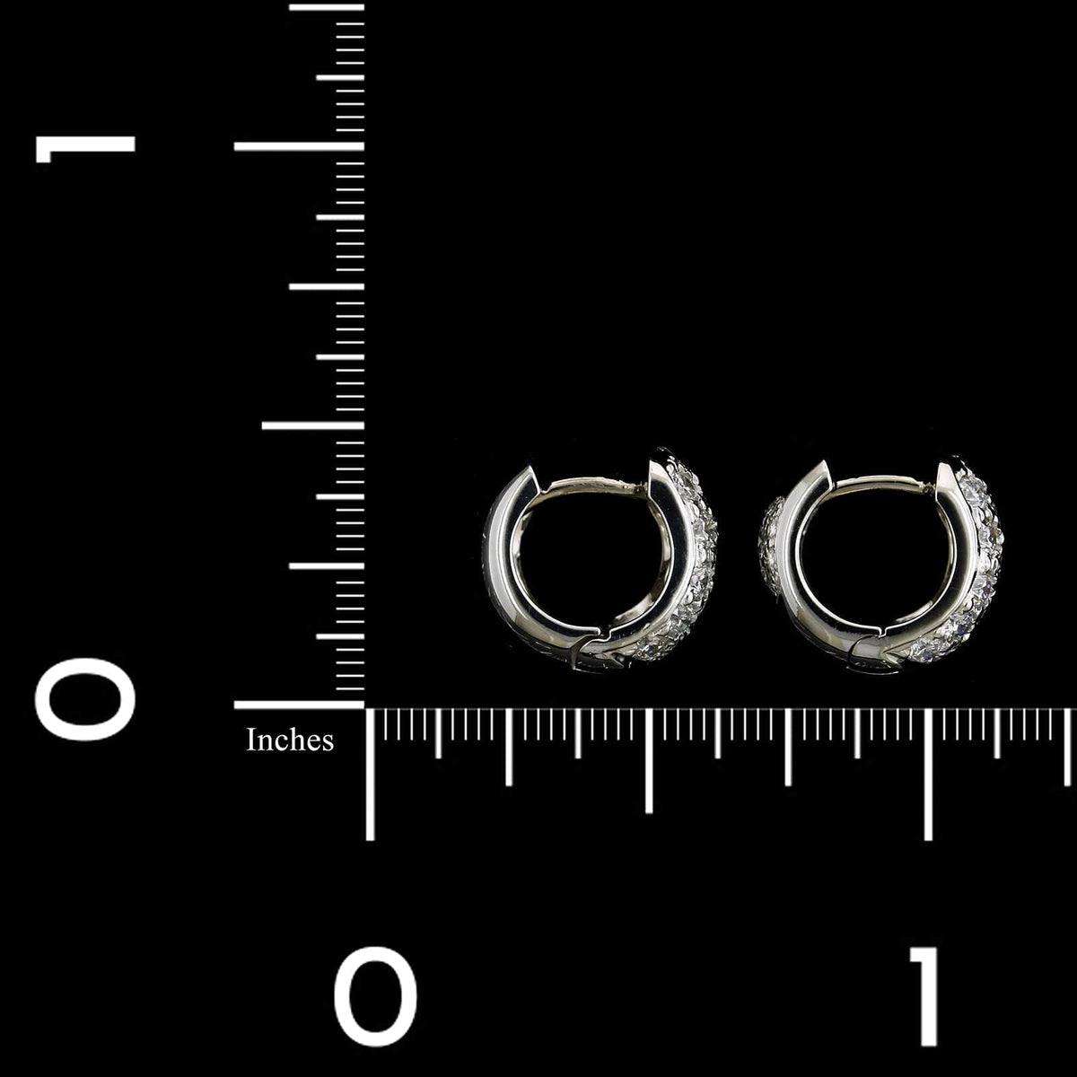 18K White Gold Diamond Estate Hoops