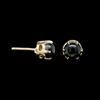 14K Yellow Gold Estate Black Star Sapphire Stud Earrings