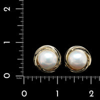 14K Yellow Gold Estate Cultured Mabe Pearl Earrings