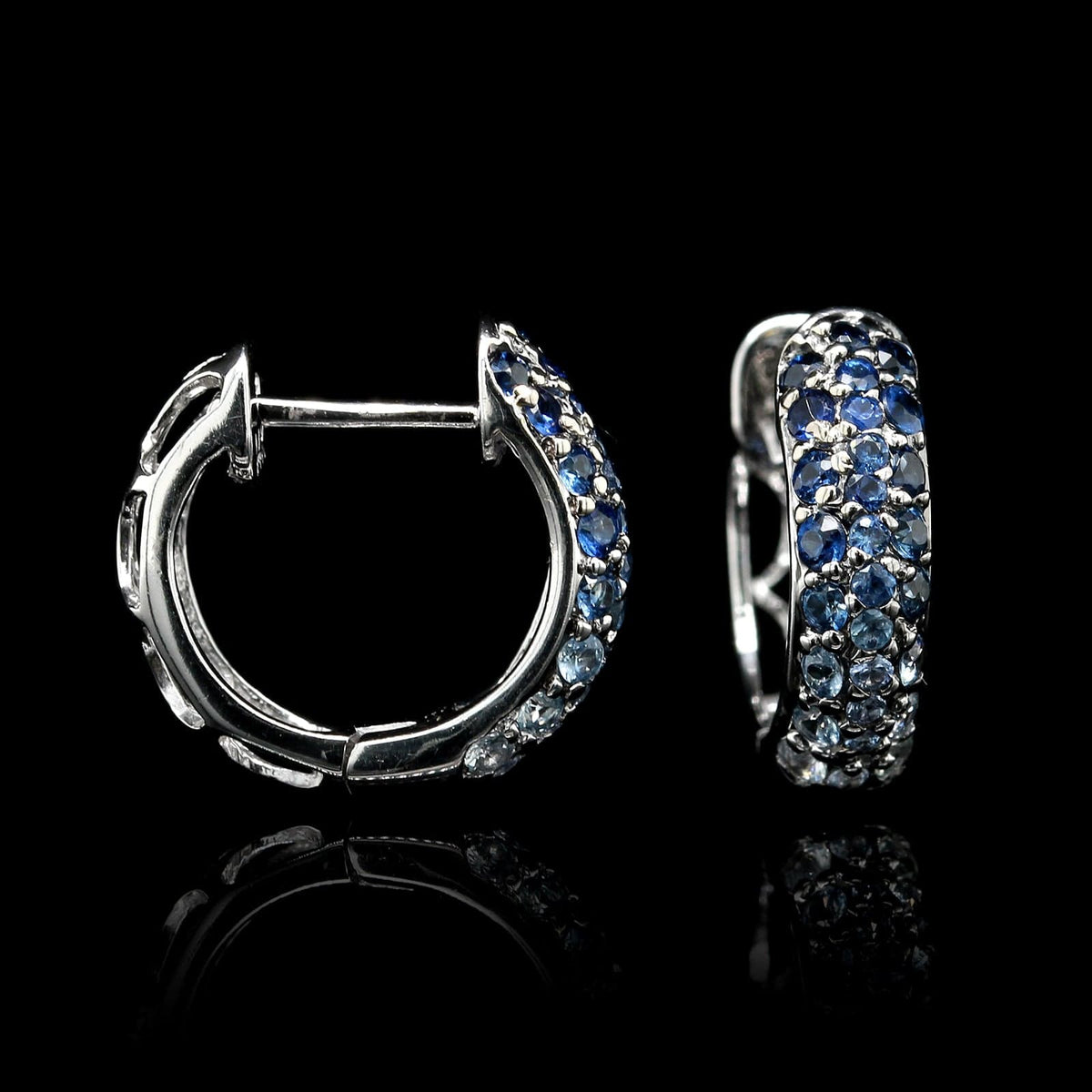 14K White Gold Estate Sapphire Hoops