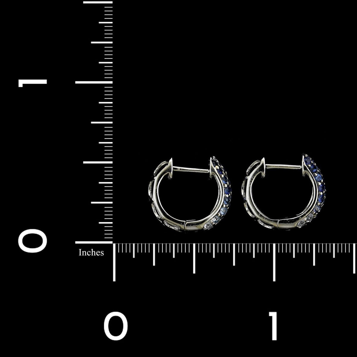 14K White Gold Estate Sapphire Hoops