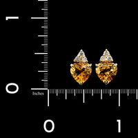 14K Yellow Gold Estate Citrine and Diamond Earrings