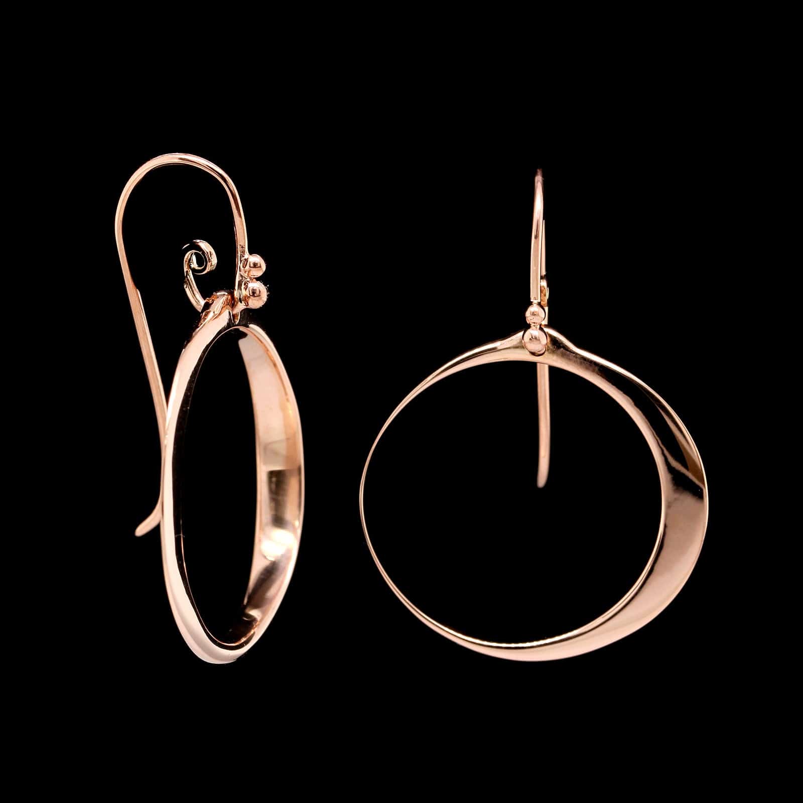 14K Rose Gold Estate Circle Drop Earrings