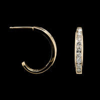 14K Yellow Gold Estate Diamond Half Hoop Earrings