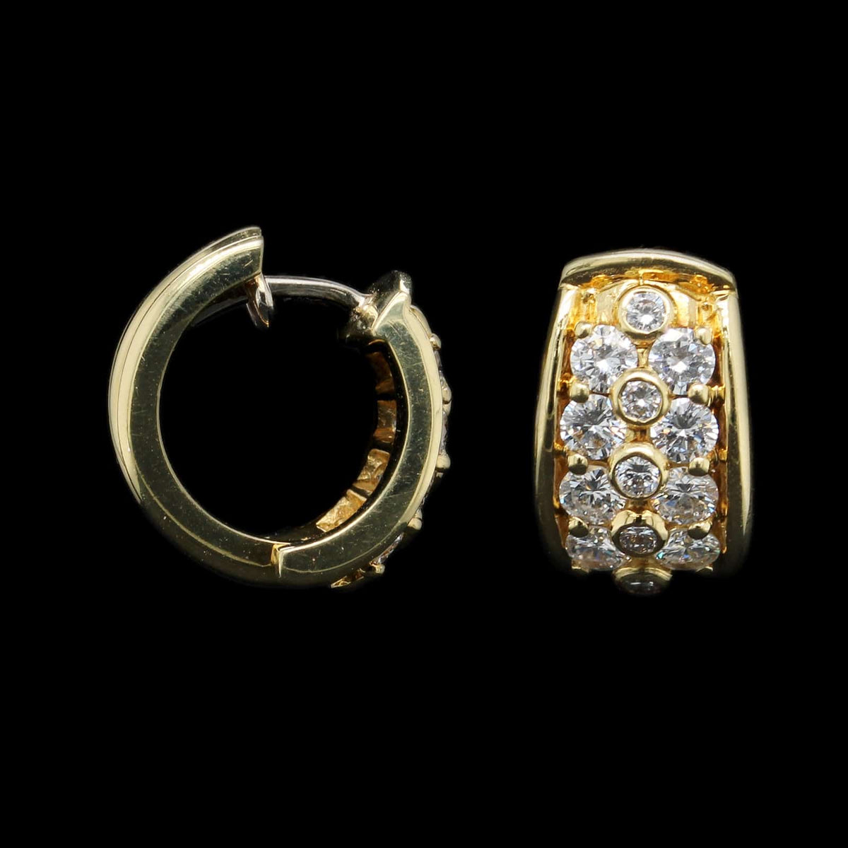 18K Yellow Gold Estate Diamond Hoops