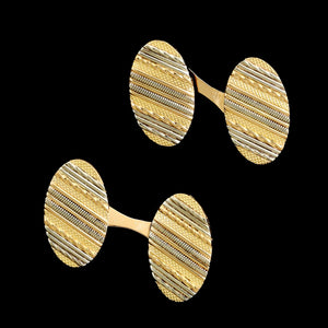 18K Two-tone Gold Estate Double Oval Cufflinks