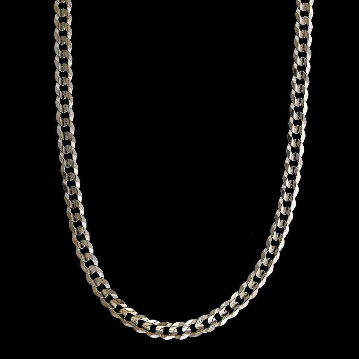 14K White Gold Estate Flat Curb Link Chain