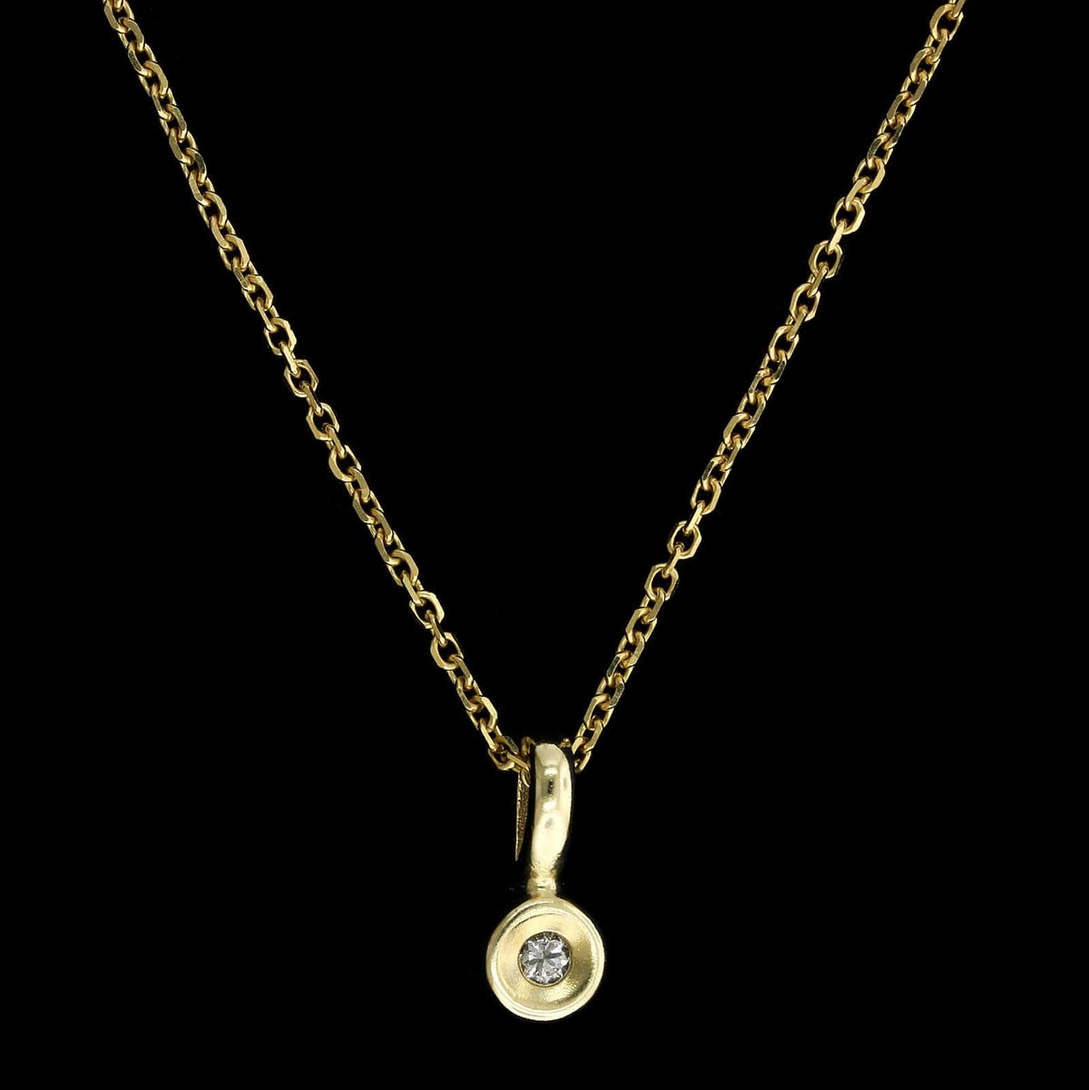 14K Yellow Gold Estate Diamond Pendant Necklace