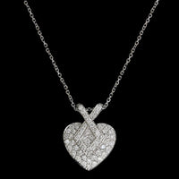 14K White Gold Estate Diamond Heart Pendant