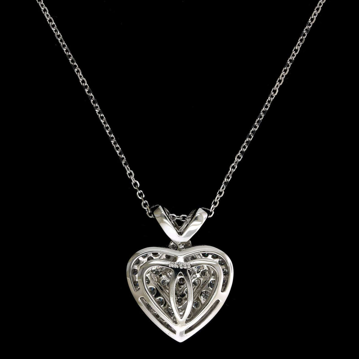 14K White Gold Estate Diamond Heart Pendant