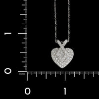 14K White Gold Estate Diamond Heart Pendant