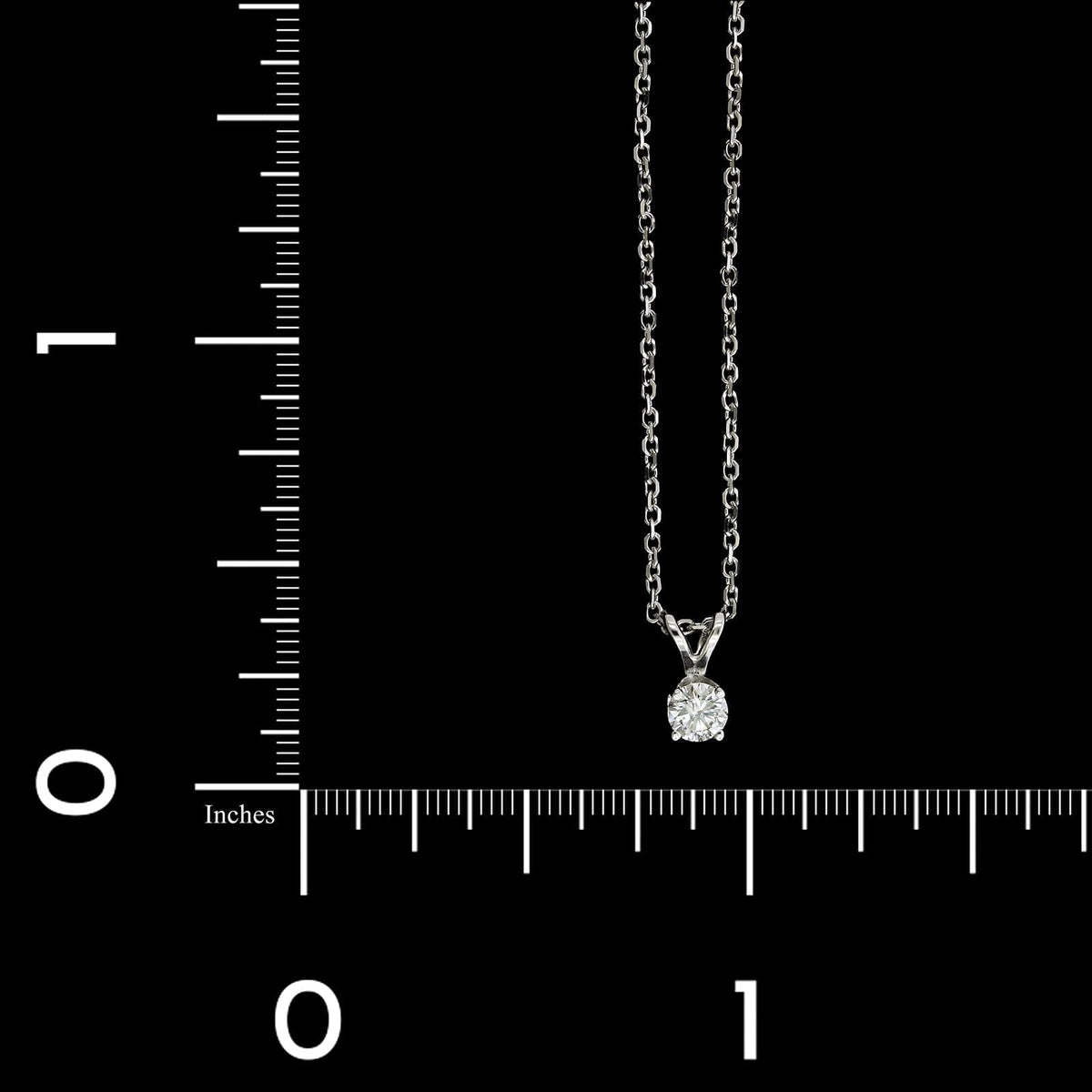 14K White Gold Estate Diamond Solitaire Pendant