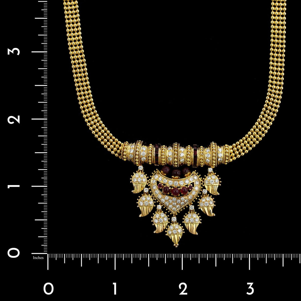 22K Yellow Gold Estate Ruby and Diamond Necklace