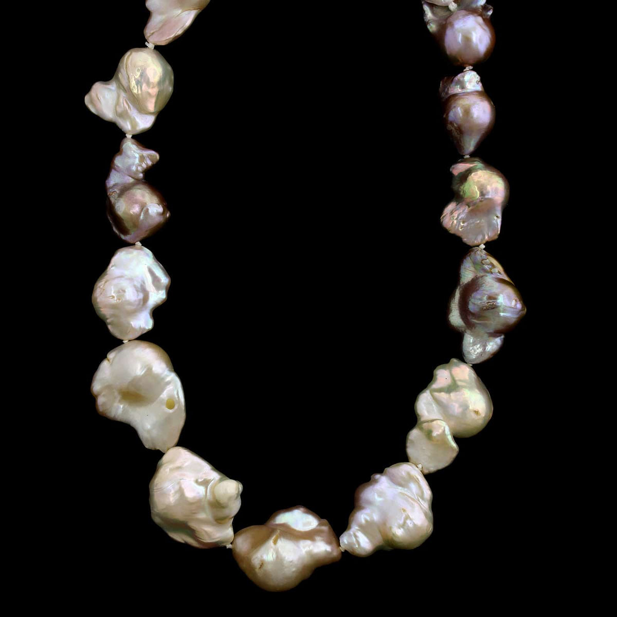 14K Yellow Gold Estate Baroque Cultured Pearl Necklace