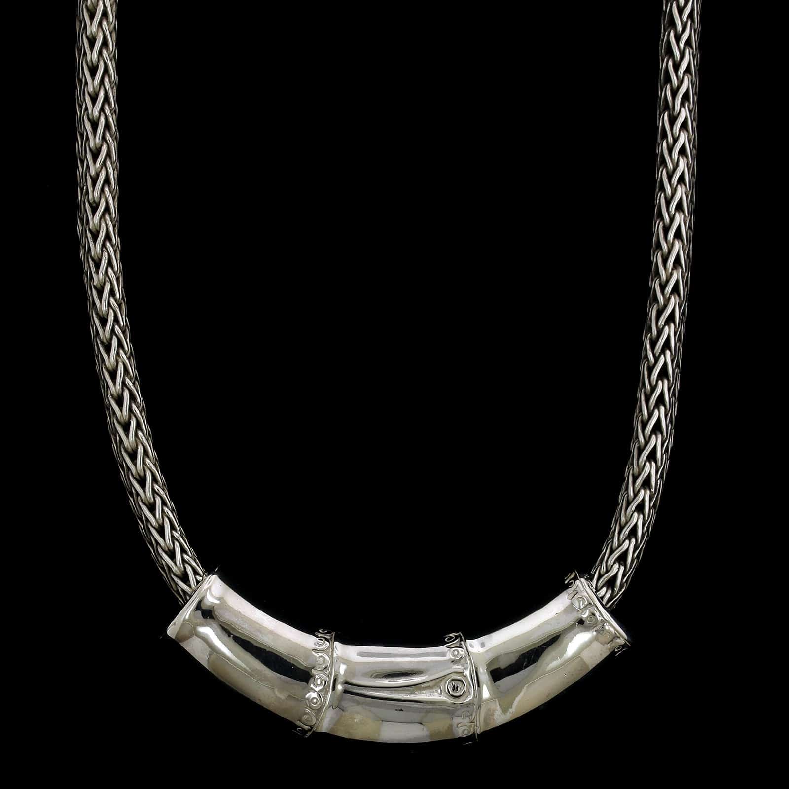 John Hardy Sterling Silver Estate Bamboo Slide Pendant Necklace