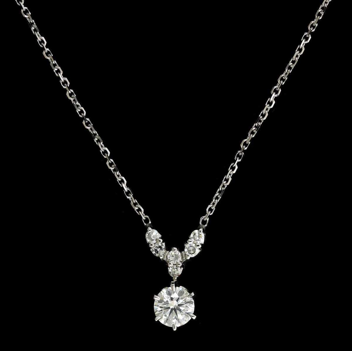 14K White Gold Estate Diamond Solitaire Pendant