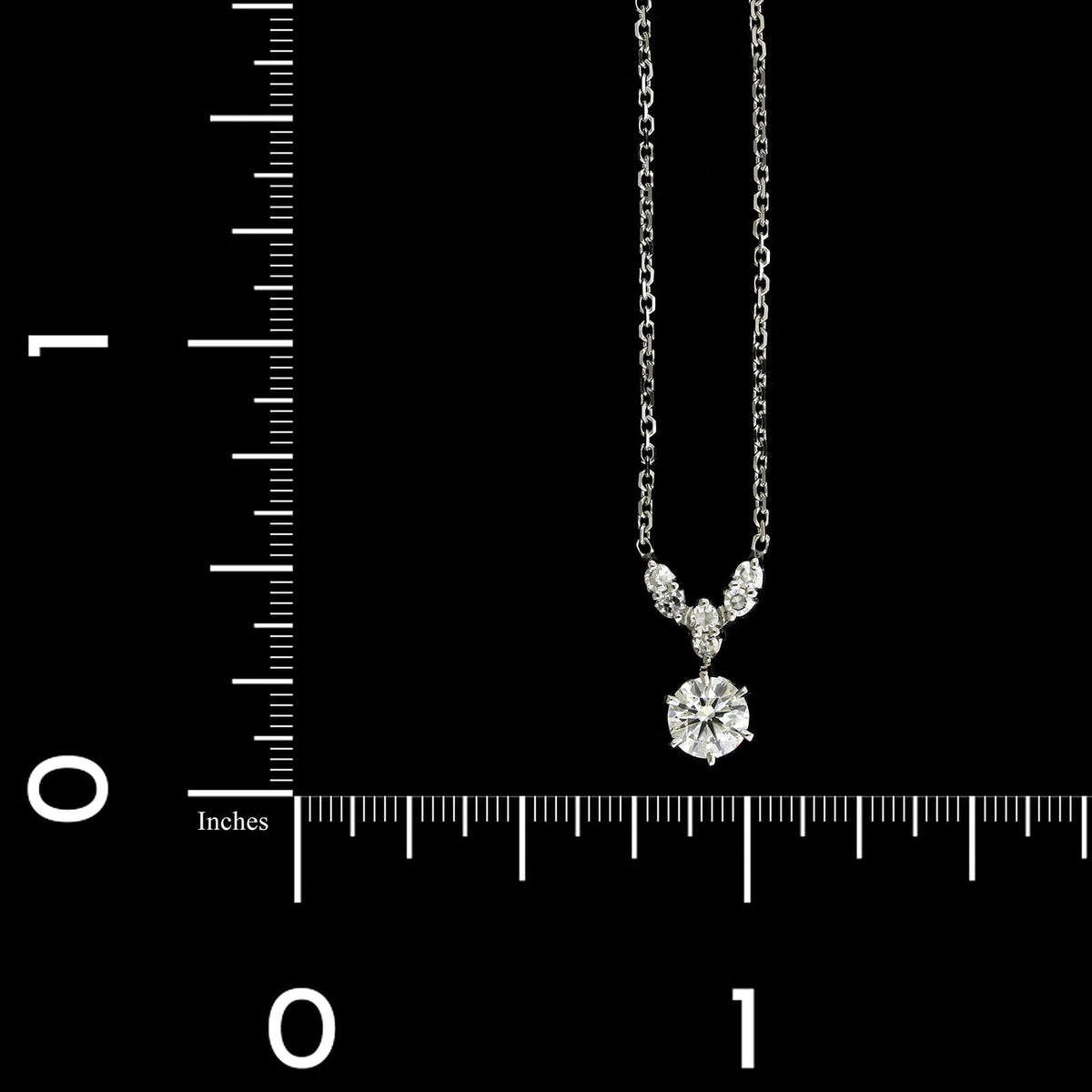 14K White Gold Estate Diamond Solitaire Pendant