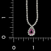 14K White Gold Estate Pink Sapphire and Diamond Necklace