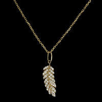 Sydney Evan 14K Yellow Gold Estate Diamond Feather Pendant