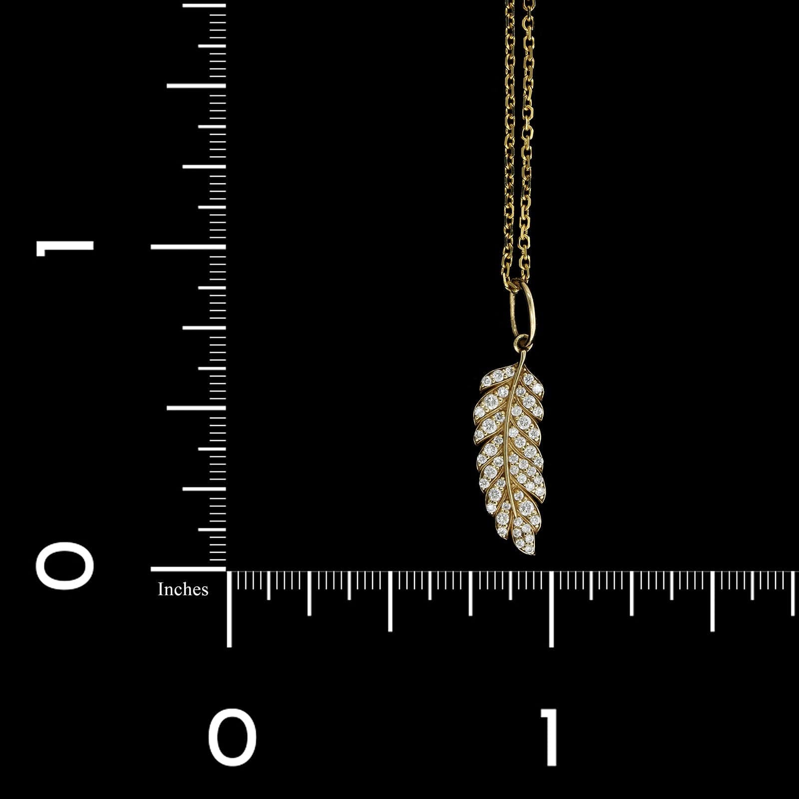 Sydney Evan 14K Yellow Gold Estate Diamond Feather Pendant