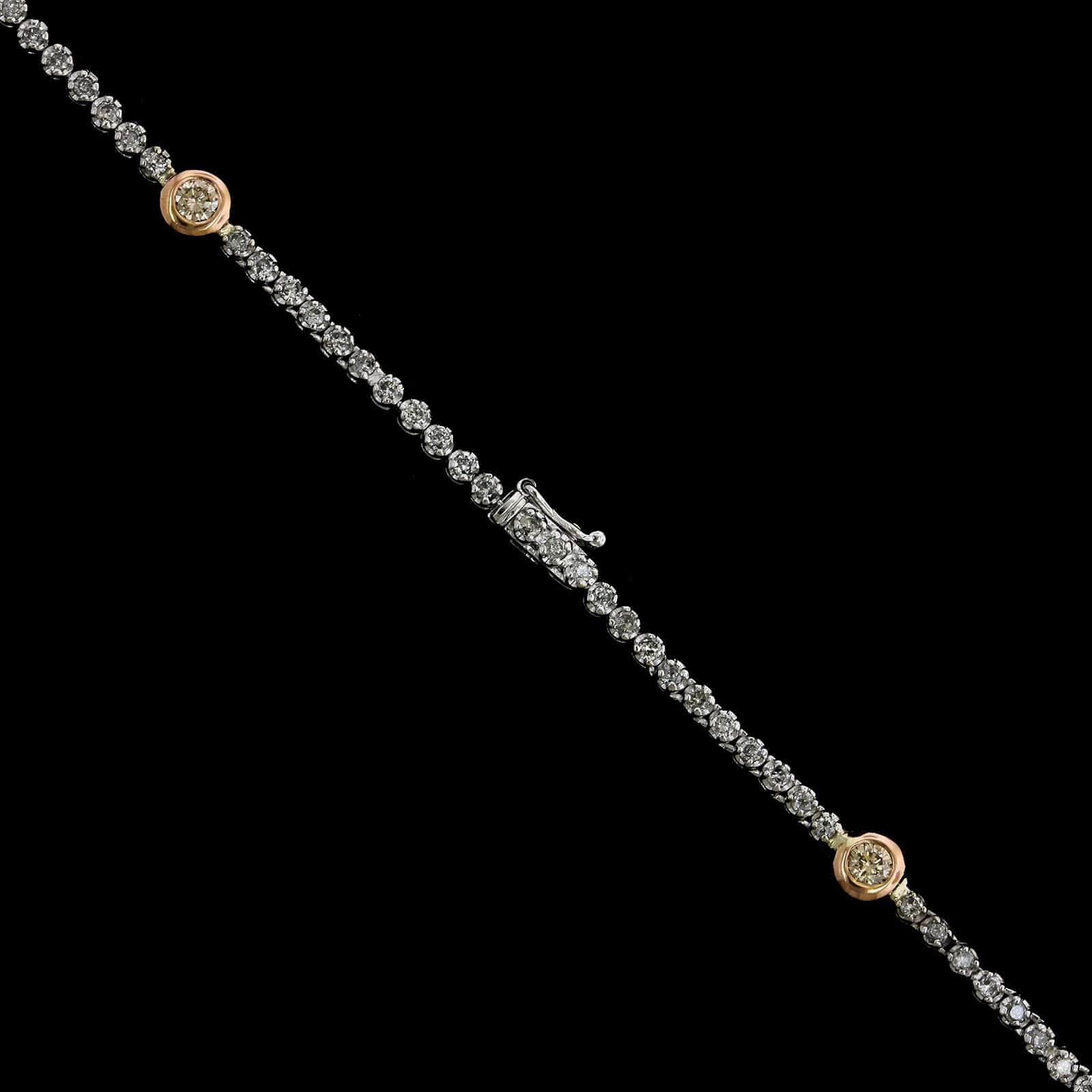 18K White and Rose Gold Estate Diamond Necklace