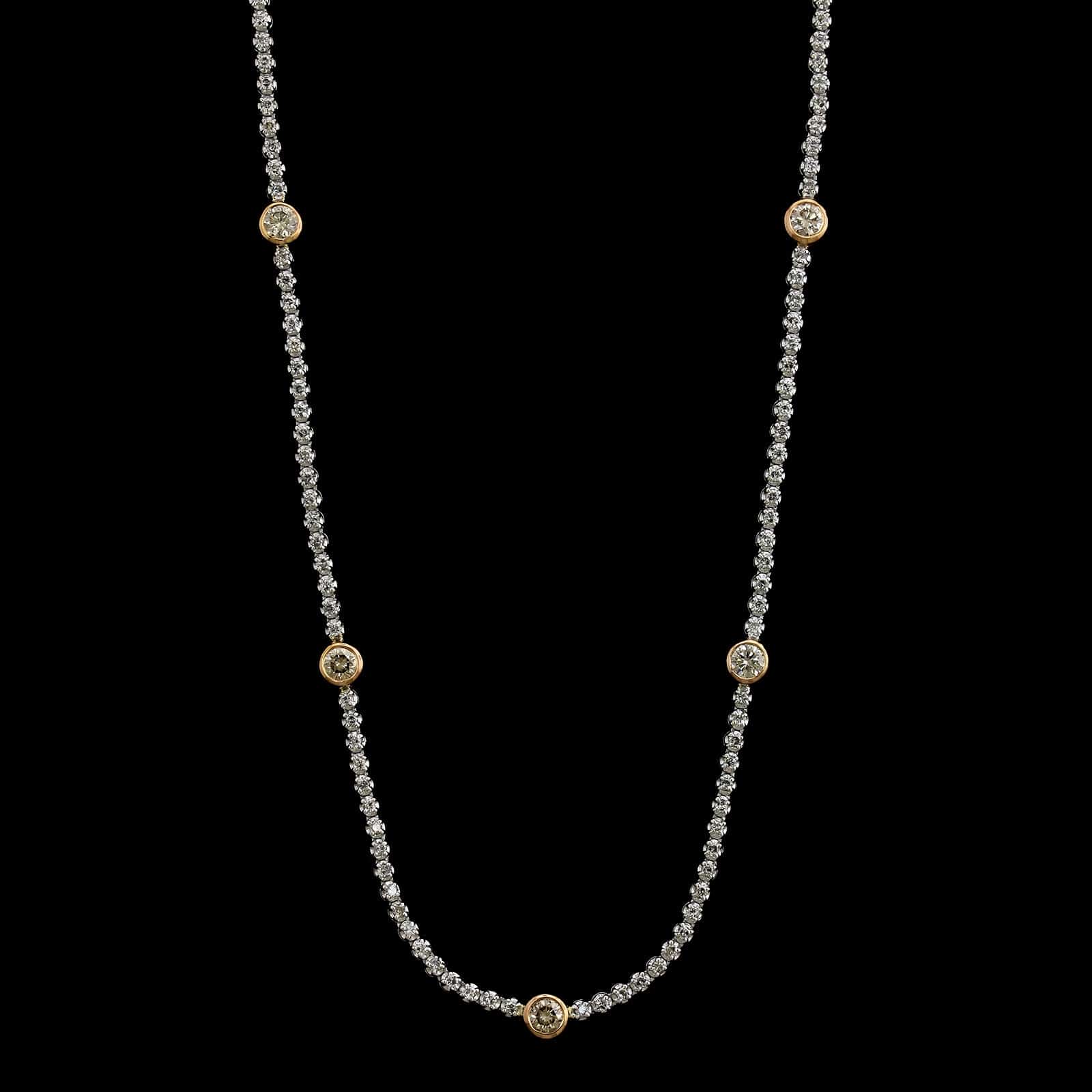 18K White and Rose Gold Estate Diamond Necklace