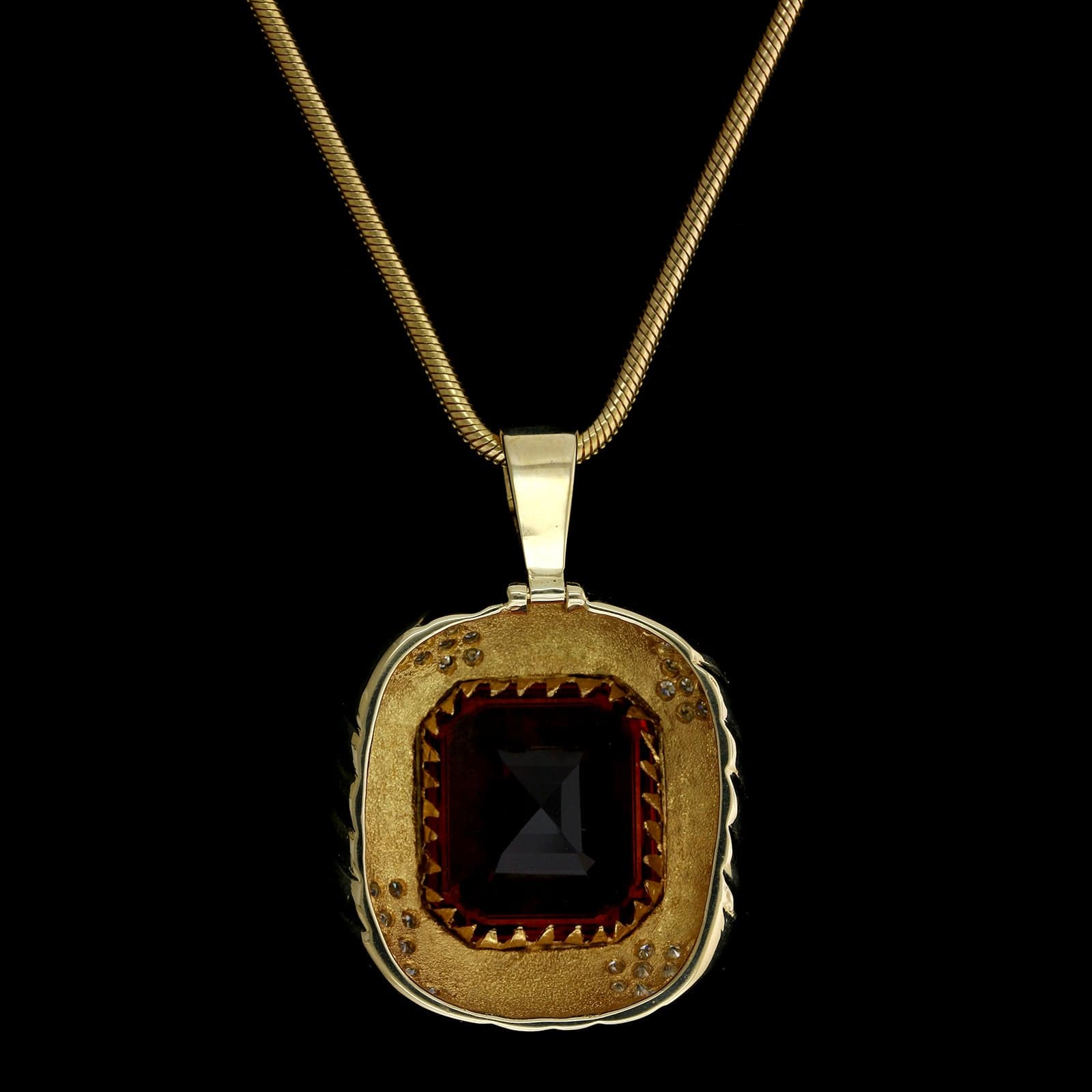 14K Yellow Gold Estate Citrine and Diamond Pendant