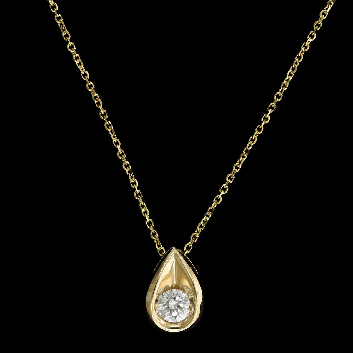 14K Yellow Gold Estate Diamond Solitaire Pendant