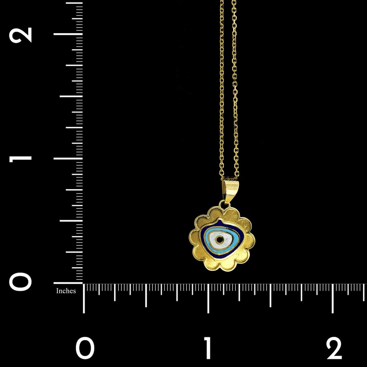 14K Yellow Gold Estate Enamel Evil Eye Pendant