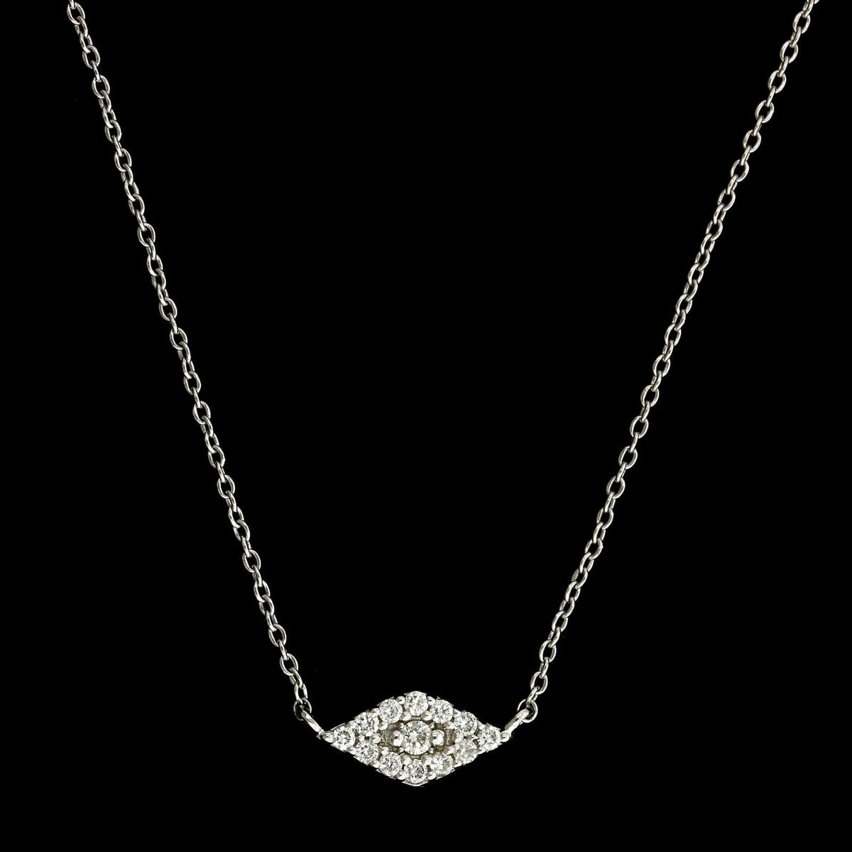 14K White Gold Estate Diamond Evil Eye Pendant