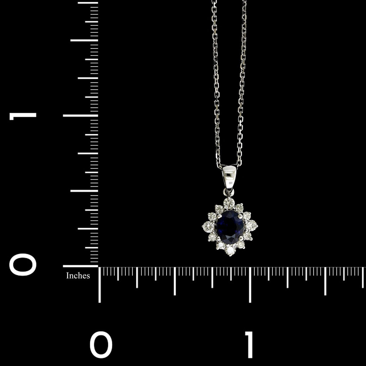 18K White Gold Estate Sapphire and Diamond Pendant