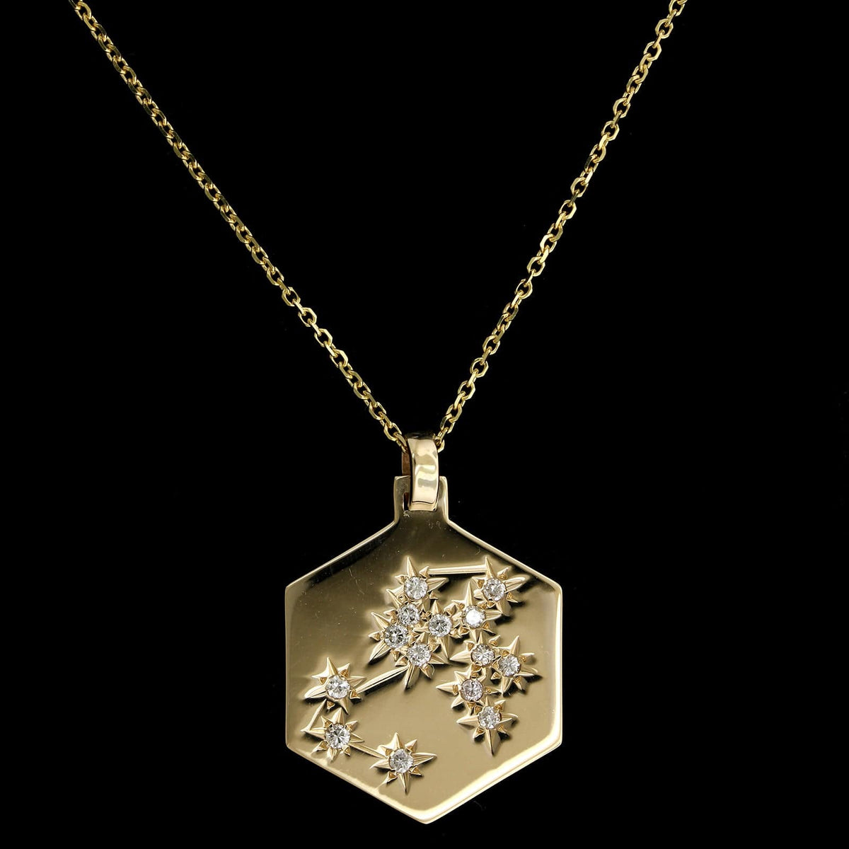 14K Yellow Gold Estate Diamond Sagittarius Constellation Pendant