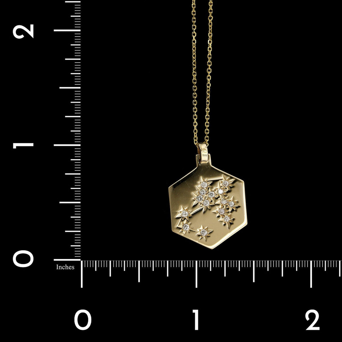 14K Yellow Gold Estate Diamond Sagittarius Constellation Pendant