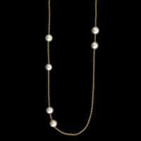 Mikimoto 18K Yellow Gold Estate Cultured Pearls in Motion Necklace